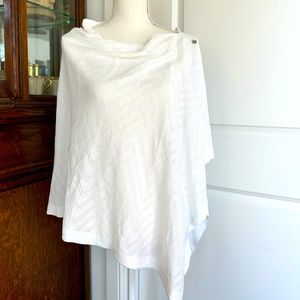 NWT Talbots White Asymetric Poncho